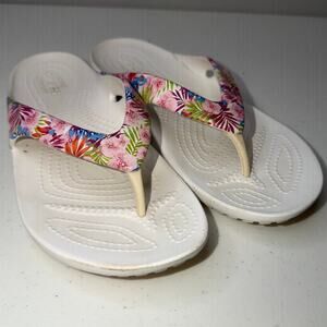 Crocs Kadee II Graphic Flip Flops Tropical Floral Womens Size 7